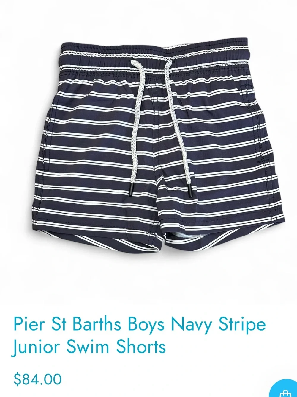 Pier St Barths Boys Navy Stripe Swim Shorts